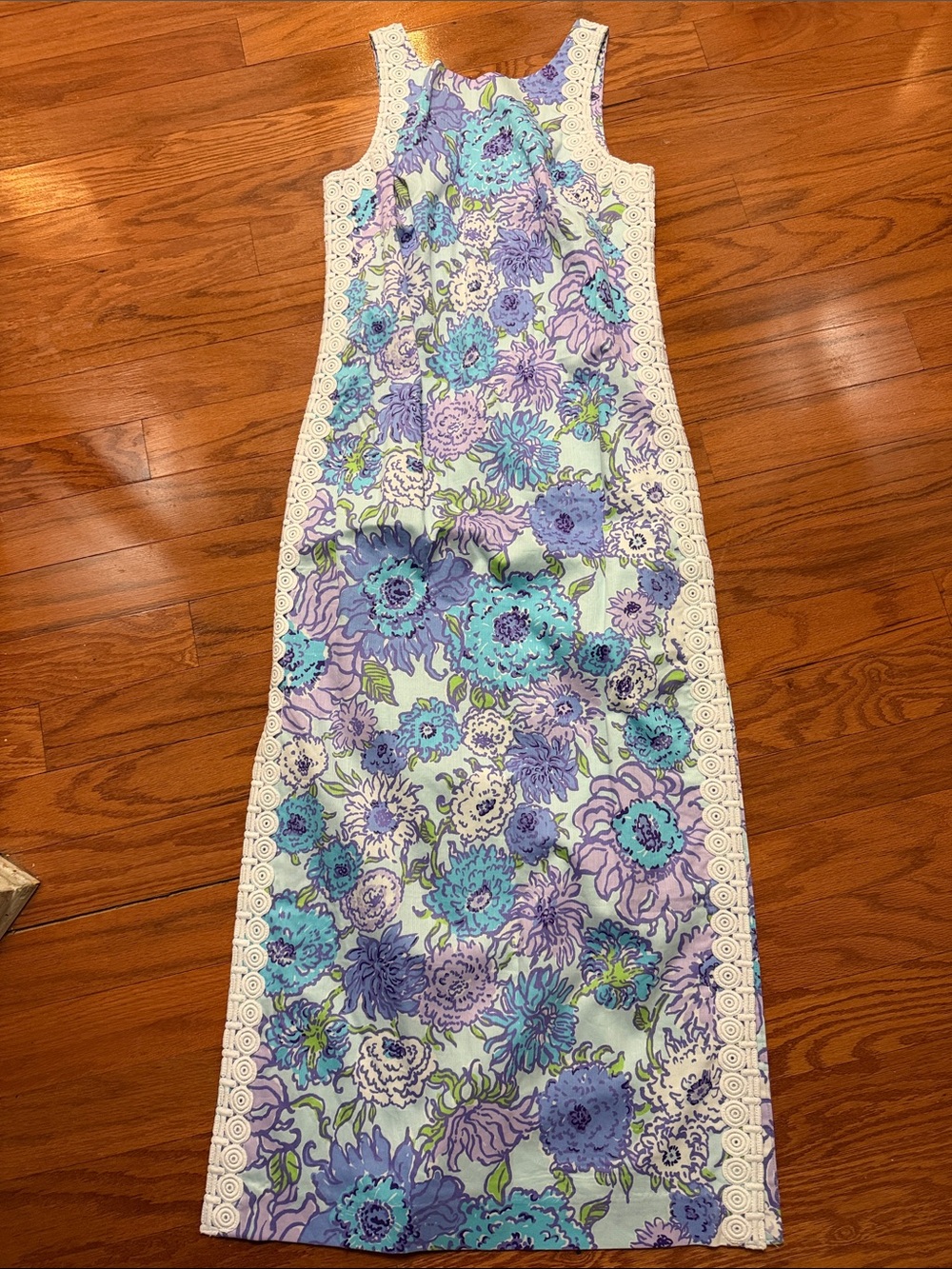 Lilly Pulitzer Multi-Color Floral Stretch Maxi Dress in Aqua & Lavender